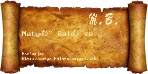 Matyé Balázs névjegykártya